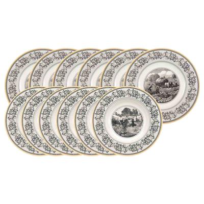 Geschirr-Set VILLEROY & BOCH "Tafelservice Audun Ferme 12er Set bunt", bunt, 12, Porzellan, Geschirr-Sets, Geschirr-Set, Spülmaschinengeeignet, Mikrowellenfest