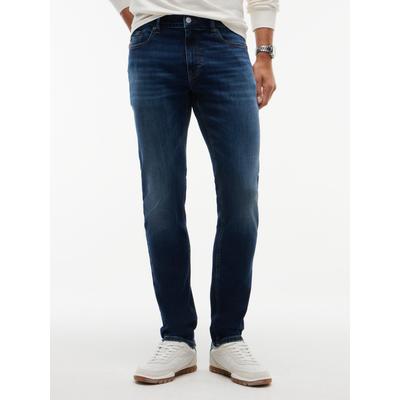 Slim-fit-Jeans TOMMY JEANS "AUSTIN SLIM TAPERED", Herren, Gr. 30, Länge 30, blau (denim schwarz), Denim/Jeans, Obermaterial: 96% Baumwolle, 3% sonstige Fasern, 1% Elasthan, unifarben, slim fit lang, Jeans Slim-fit-Jeans, Slim fit mit Taschen