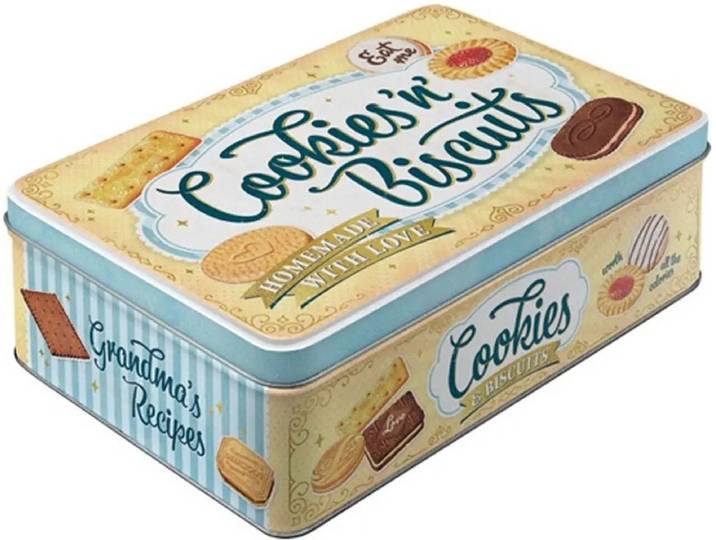 Nostalgic Art Bewaarblik/koektrommel - Cookies 'n' Biscuits - Metaal - 23 x 16 x 7 cm - 2\,5 liter