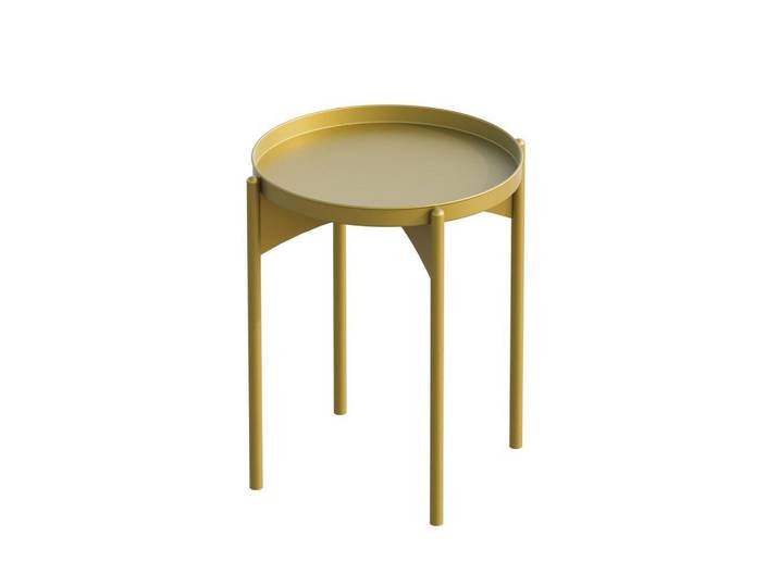 Calicosy Beistelltisch mit runder Metallplatte H57 cm - Cole, Goldfarben, 44x57x44 cm, Wohnzimmer, Wohnzimmertische, Beistelltische