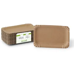 greenbox - Pappteller 10 x 16 cm, braun, rechteckig, 50 St.
