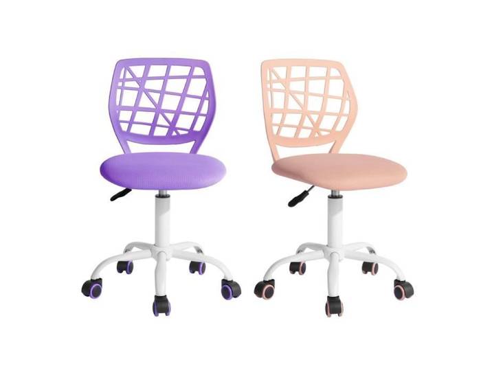 Chaise de bureau - FURNITURER - Lot de 2 - Enfant/Adolescent - Hauteur réglable - Siège tissu ergonomique
