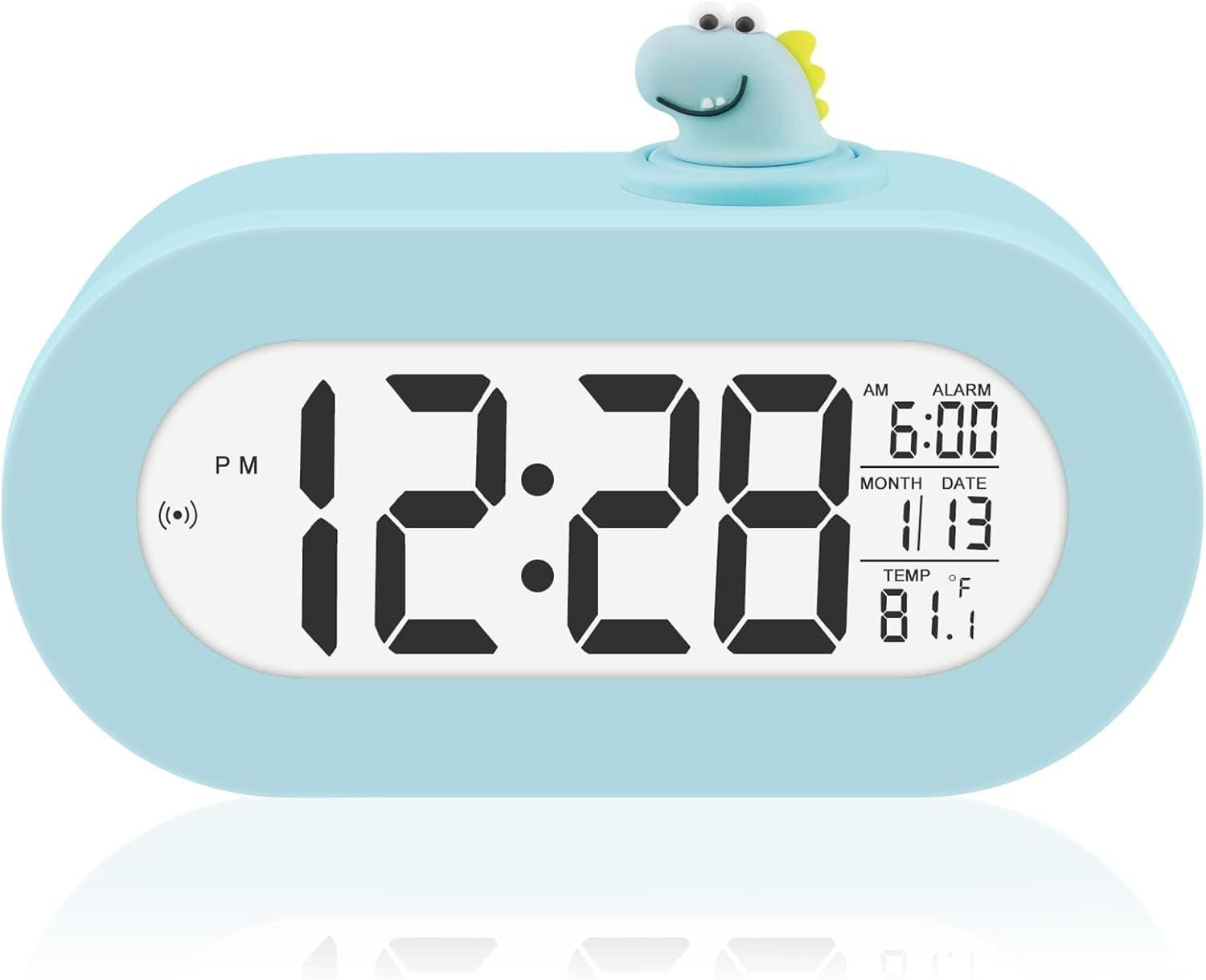 Dripio Kinderwekker lichtblauw met datum- en temperatuurweergave