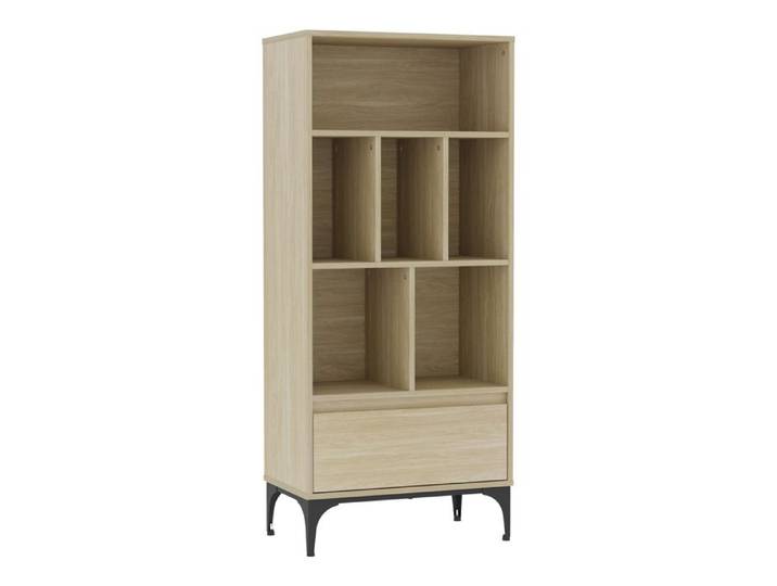 Bibliothèque Kistiandi 137 x 60 x 35 cm effet chêne clair