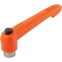 KLEMMHEBEL MIT DRUCKKNOPF GR.3 M10, KUNSTSTOFF ORANGE RAL2004, KOMP:EDELSTAHL SCHWARZGRAU RAL7021 - orange