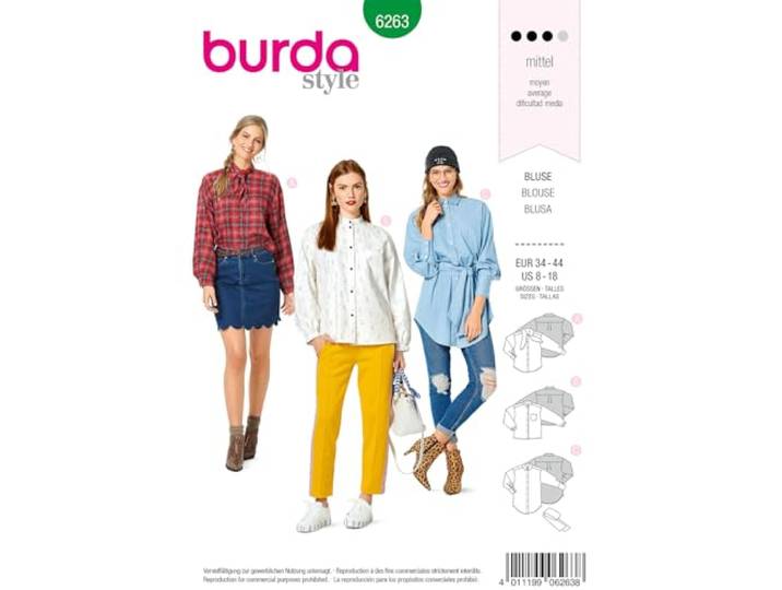 Burda naaipatroon dames blouses 6263 mt. 34-44