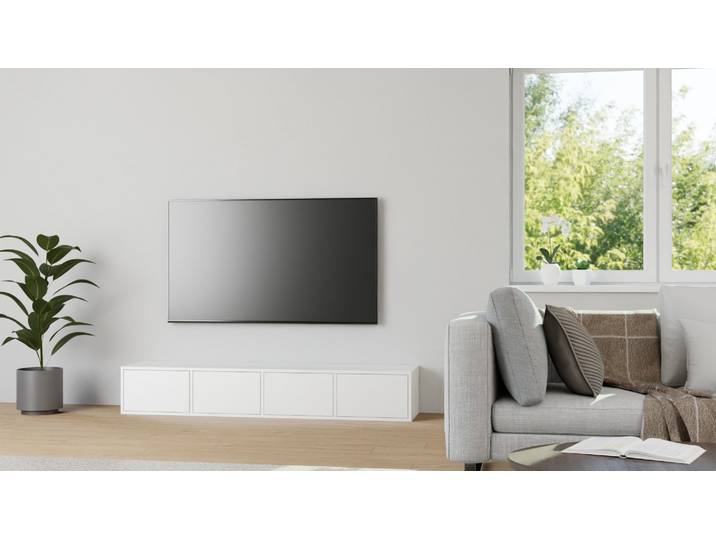 Meuble TV large sur mesure MDF mélaminé MDF Blanc mat