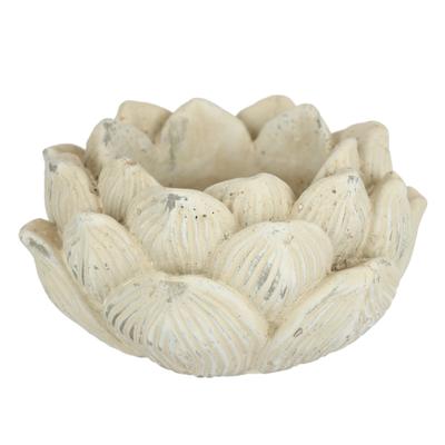 Pflanzkübel I.GE.A. "Antikes Pflanzgefäß Lotus-Blume", beige (creme), B:17cm H:10cm, Beton, Pflanzgefäße, Pflanzkübel, Blumentopf Kübel Blumenkübel Pflanzgefäß Blumenständer zum Bepflanze