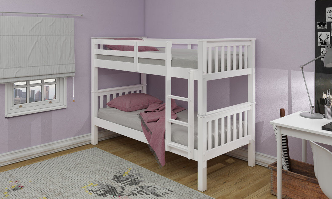 Mack + Milo Lares Bunk Bed with Built-in Ladder Included White Small Single (2'6)