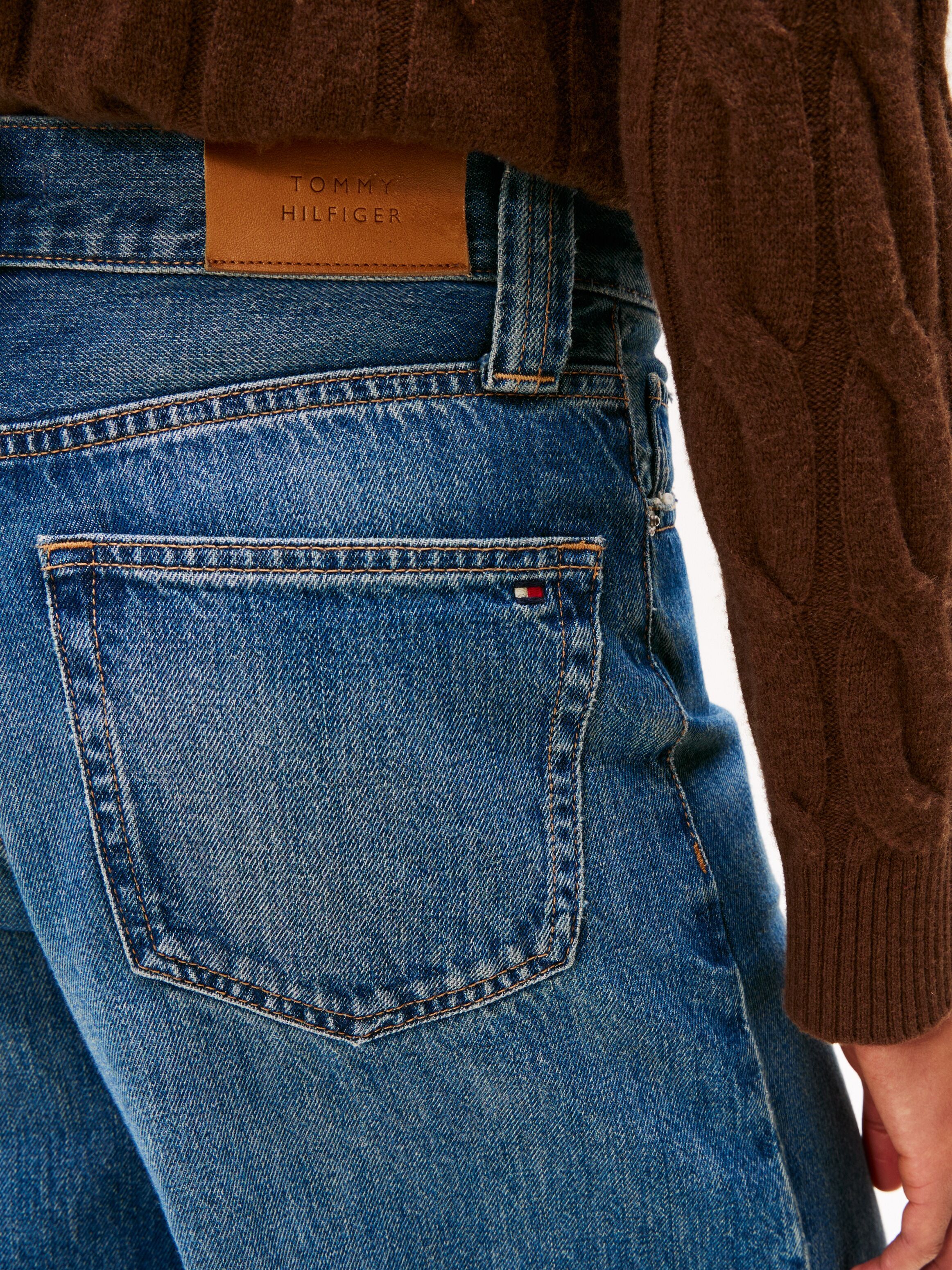 High-waist-Jeans TOMMY HILFIGER "DNM KRIS 70's WIDE LEG HW", Damen, Gr. 26, Länge 30, kris, Denim/Jeans, Obermaterial: 100% Baumwolle, lässig geschnitten, Jeans High-waist-Jeans kris 26, Länge 30