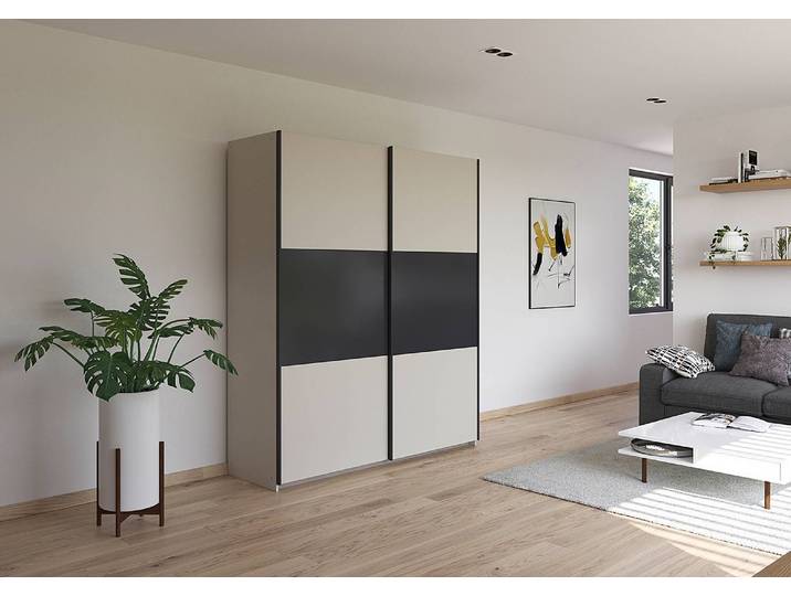 Armoire à portes coulissantes Neo 175cm Beige/Cachemire/Gris métallisé