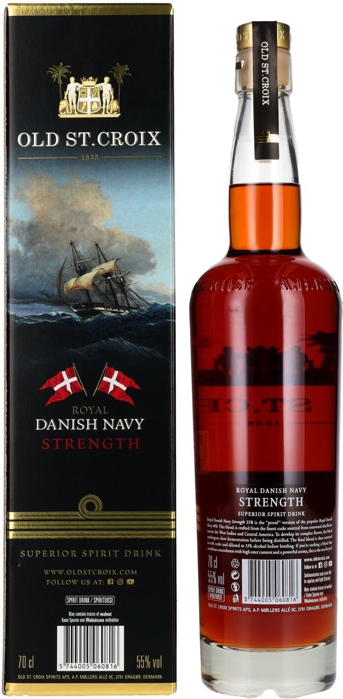 Old St. Croix A.H. Riise Royal DANISH NAVY STRENGTH Superior Spirit Drink 55% Vol. 0,7l in Geschenkbox