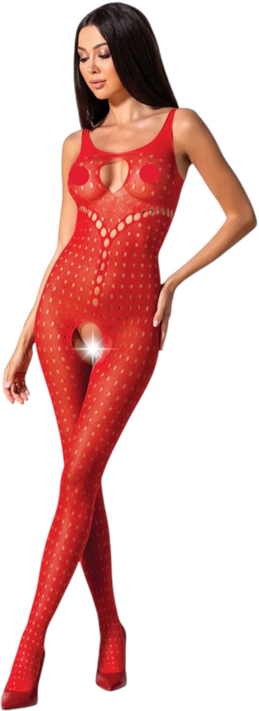 Passion BS078 - red polka-dot open-front playsuit (S-L)