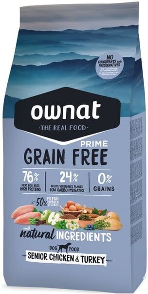 Ownat Prime Canine Senior Grain Free Frango Peru 12 Kg