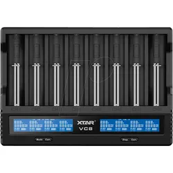 XTAR VC8 - USB Ladegerät, 8 slot, universal, LCD Display
