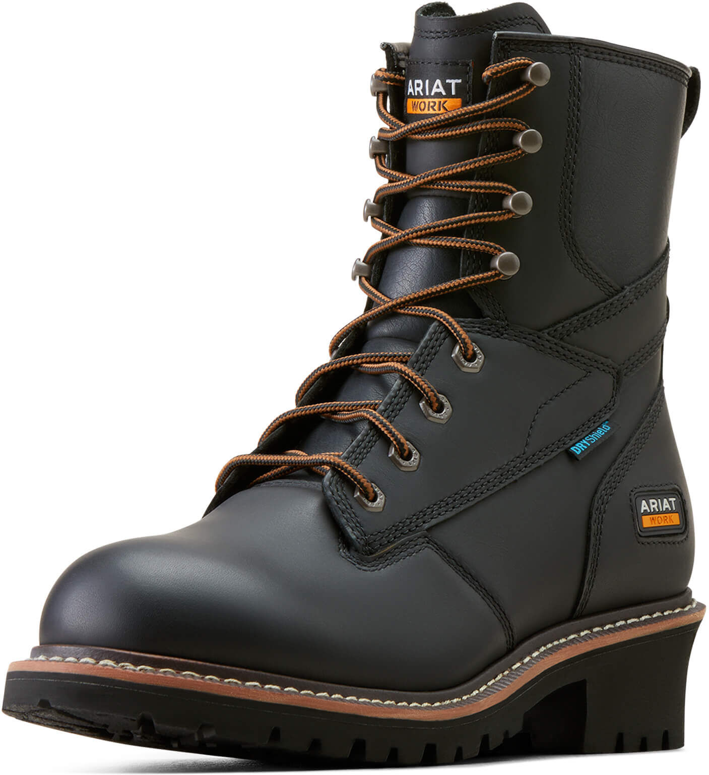 Men's Logger Shock Shield Waterproof Work Boots in Black, Size: 7.5 D / Medium by Ariat