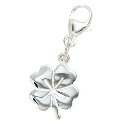 Charm-Einhänger JOBO "Charm Glücksbringer Kleeblatt", silber 925, Charms, Damen, Silber 925 (Sterlingsilber), 925 Silber rhodiniert