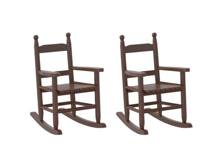 HFXHIJXQ Schaukelstuhl 2er Set Braun Pappelholz Massivholz 36x46.5x57 cm Kompakter Holzstuhl mit Lattenrost für entspannte Momenten im Garten, auf der Terrasse oder im Wohnzimmer.