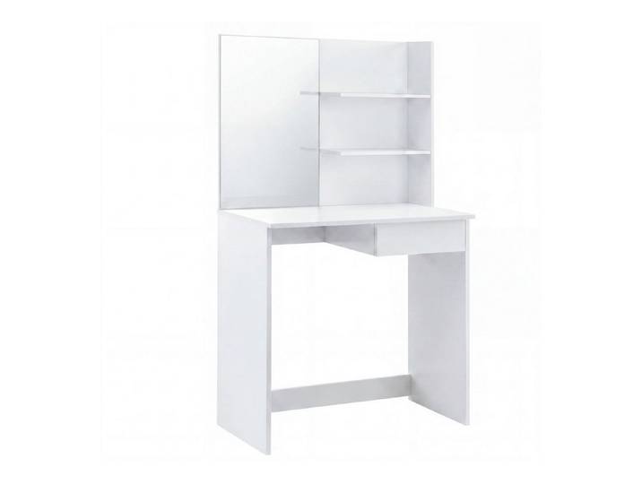 Wohnling Schminktisch WL7.831 Kosmetiktisch 75cm Frisiertisch Weiß Make-Up-Tisch Spiegel (Helle Frisierkommode für das Schlafzimmer), Kratzfeste Oberfläche dank Melaminharzbeschichtung