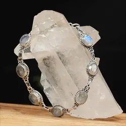Drachensilber Mondstein Armband Edelstein Damen Armschmuck 925 Silber