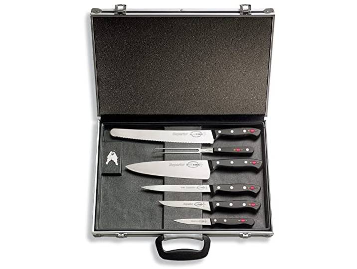 F. Dick Messer-Set Superior mit Magnetkoffer (mit Magneteinlage, inkl. Kochmesser/Filetiermesser + Fleischgabel, für Profi- und Hobbyköche, sicherer Transport) 81169000