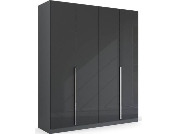 Drehtürenschrank RAUCH Kleiderschrank Schrank Garderobe Ankleide GLAMOUR BY QUADRA SPIN , grau (graumetallic, hochglanz effektgrau), B:181cm H:210cm T:54cm, Holzwerkstoff, Schränke, Drehtürenschrank, mit eleganter Hochglanzfront und Stangengriff MADE IN GERMANY