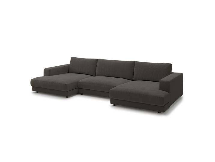 Wohnlandschaft Schwarz Feincordstoff Feena 170cm Gleichschenklig Modern Taschenfederkern