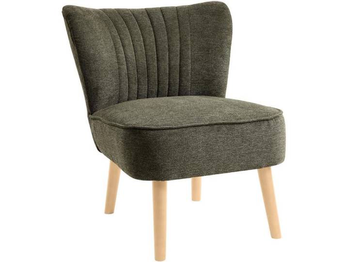Fauteuil MARCEL Vert Kaki - assise Tissu pieds Metal Noir