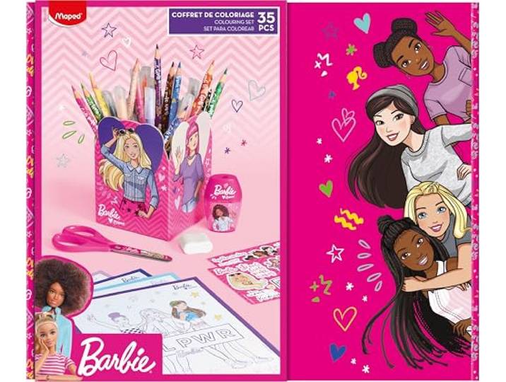 Maped Coffret cadeau Barbie - Accessoires de peinture avec carquois à décorer - 35 pièces.