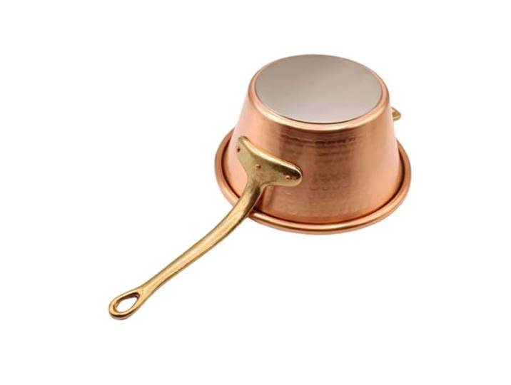 RAME PURO Kupfertopf Induktion 23 cm, 2,5 L – Messinggriff, 2/3 Personen, für Polenta, Marmeladetopf, Topf für Käse und Gebäck, Handgehämmert, Handarbeit – Made in Italy