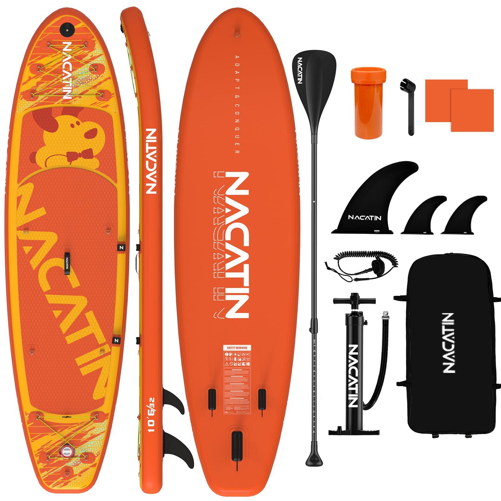 Aufblasbares Stand-Up-Paddle-Board, Orange - 320 cm Länge - Material: EVA und PVC