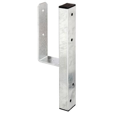 U-Pfostenträger ALBERTS "für L-Randsteine", silber (silberfarben), B:13,1cm, Stahl, Bodenanker, für Vierkantholzpfosten, lichte Breite 90 mm, Länge 410 mm