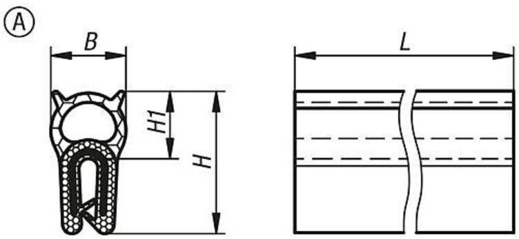 KIPP Kantenschutz-Dichtprofil 2000 x 8 x 15 mm EPDM schwarz (K1368.015X2000)