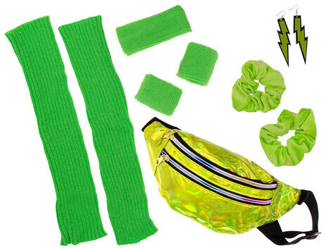 Set "80er", neongrün, 10-teilig