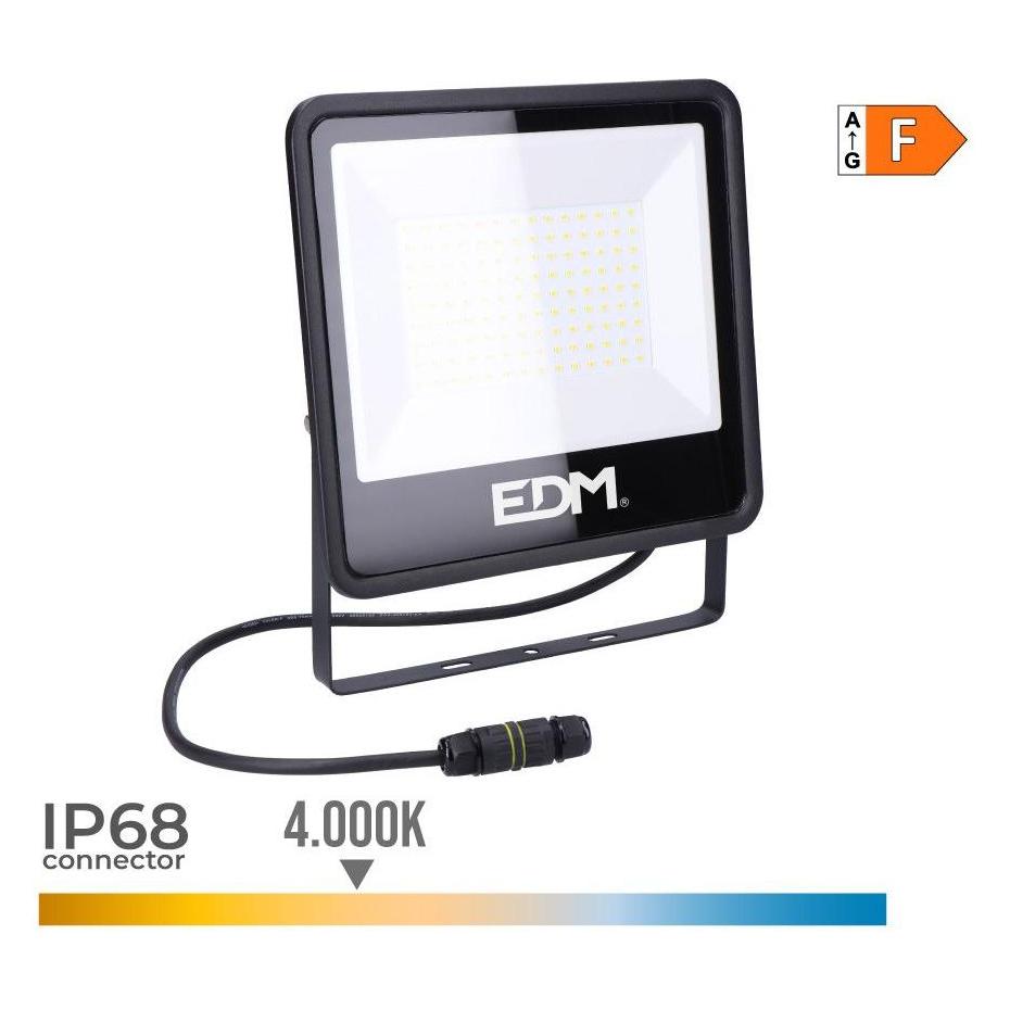 EDM Led-Projektorscheinwerfer 100 w 8200 lm 4000 k tageslicht schwarz serie - 24,6 x 22,8 x 2,9 cm (45344438)