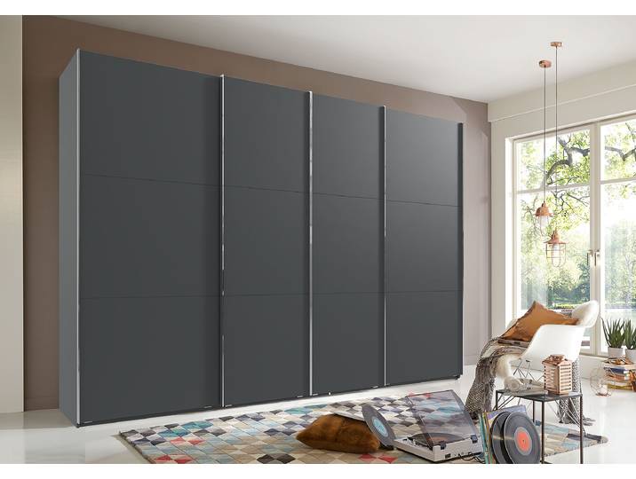 Schwebetürenschrank Level36 236 cm Typ C 350 x 236 x 65cm ohne Grau/Graphit Chrom ohne Spiegeltür/-en