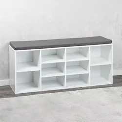 Kesper Schuhschrank mit Sitzkissen, weiß