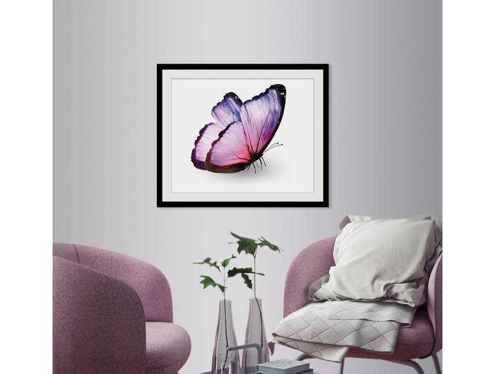 Bild QUEENCE Alex , lila (farbe rahmen: schwarz, farbe bild(er): lila), B:40cm H:30cm, Acrylglas, Holz, Papier, Bilder, Bild, HD Premium Poster-Druck inkl. Holzrahmen