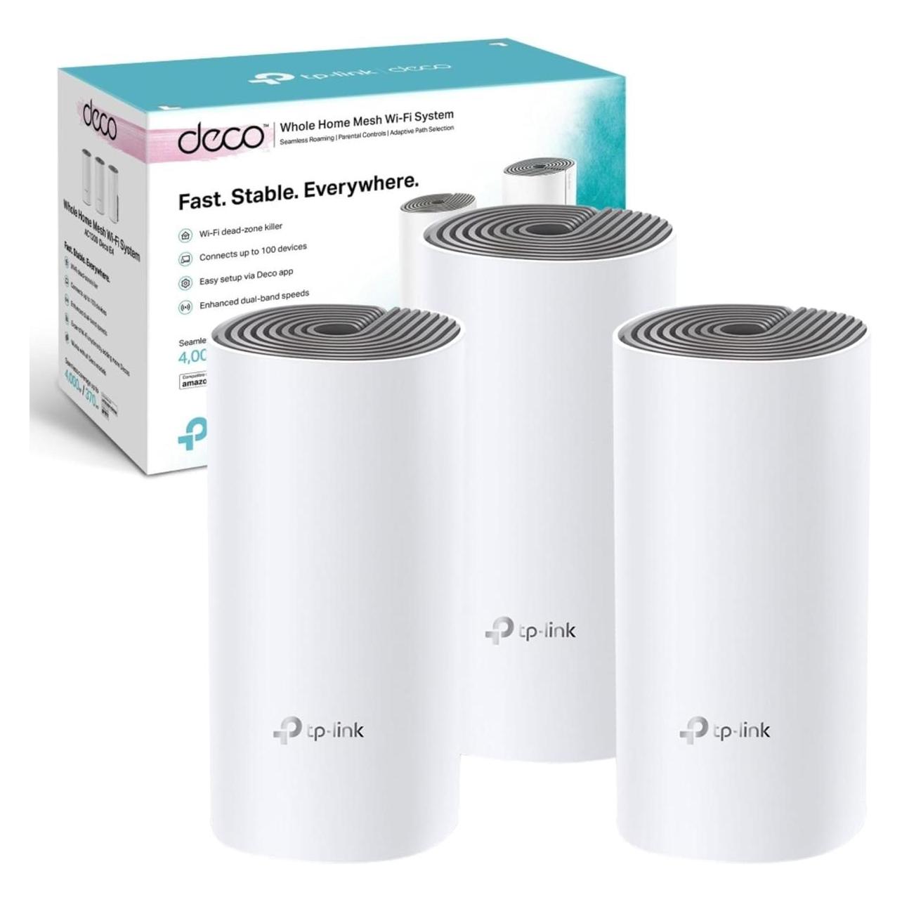 TP-Link AC1200 Whole-home Mesh WiFi System Deco E4(3-pack), 2x10/100 RJ45 (DECO E4(3-PACK))