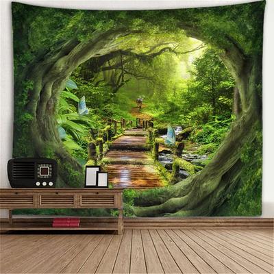 Inspire Essentials Forest Window Illusion Wall Tapestry Scenic Nature Wall Hanging Decor 12 200x150cm