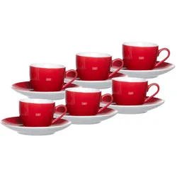 ESPRESSOTASSEN UND -UNTERTASSEN Doppio Rot 80 ml 6er Set