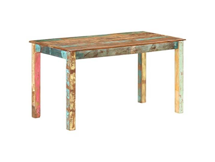 Fisinber Esstisch Altholz Massiv 140x70x76 cm Rechteckig Unikates Design aus recyceltem Holz für Esszimmer und Küche, inklusive stabiler Konstruktion.