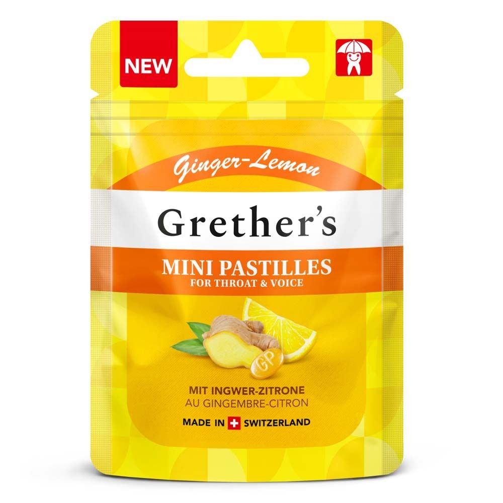 Grethers Ginger Lemon zuckerfrei Past.Mini Beutel 30 g Pastillen