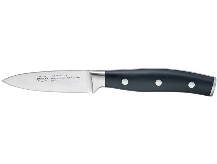 Spickmesser RÖSLE Tradition , silber (silberfarben, schwarz), Klingenlänge 9cm, X50 CrMoV15 Klingenstahl, Kochmesser, Spickmesser, Küchenmesser für Gemüse und Fleisch, Klingenspezialstahl