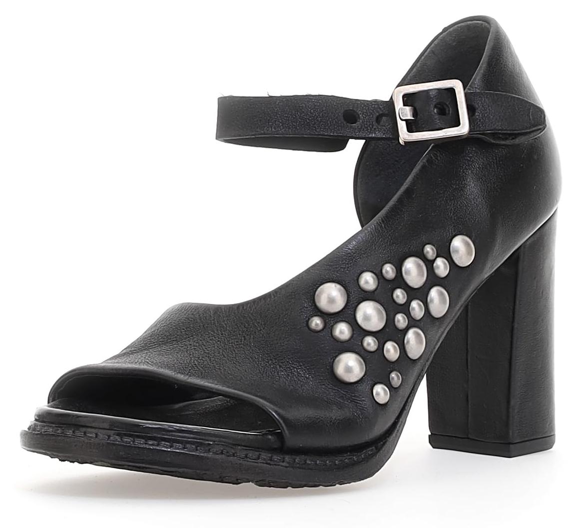 A.S.98 BROOKE Niedrige Ledersandale Damen NERO 40