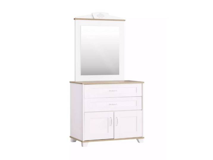 JVmoebel Kommode Weißes Holz-Kommoden-Set mit Spiegel und Schrank für modernes Wohnen (1 St., 1x Kommode + 1x Spiegel), Made in Europa