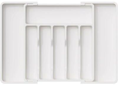 Uplift Treasures Expandable Cutlery Organizer Drawer Tray white