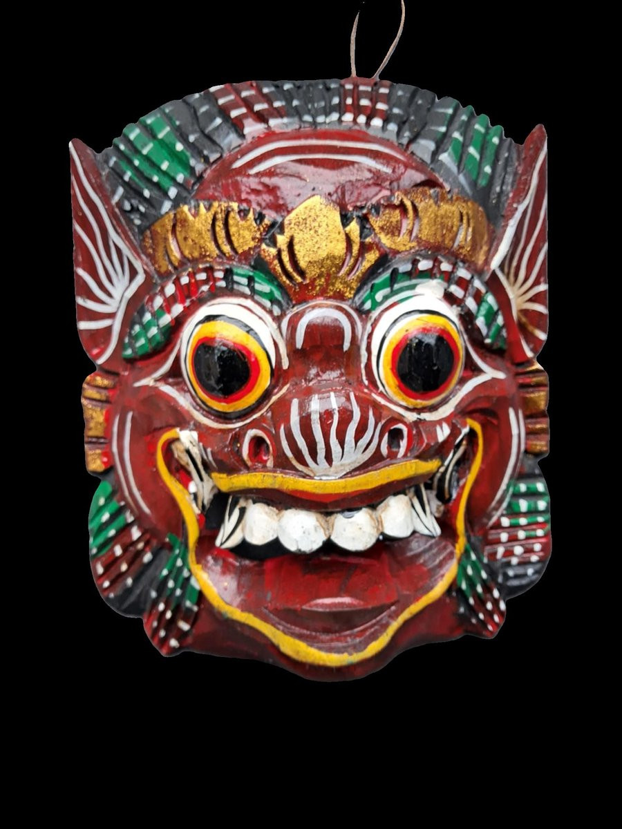 Handgemaakt Barong Masker uit Bali Indonesië - Bordeauxrood