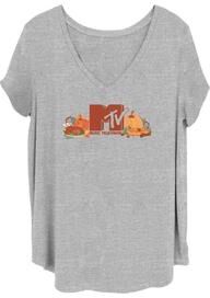 Plus Size Women's Thanks Dinner V-Neck T-Shirt by Mad Engine in Heather Grey (Size 3X (22-24))