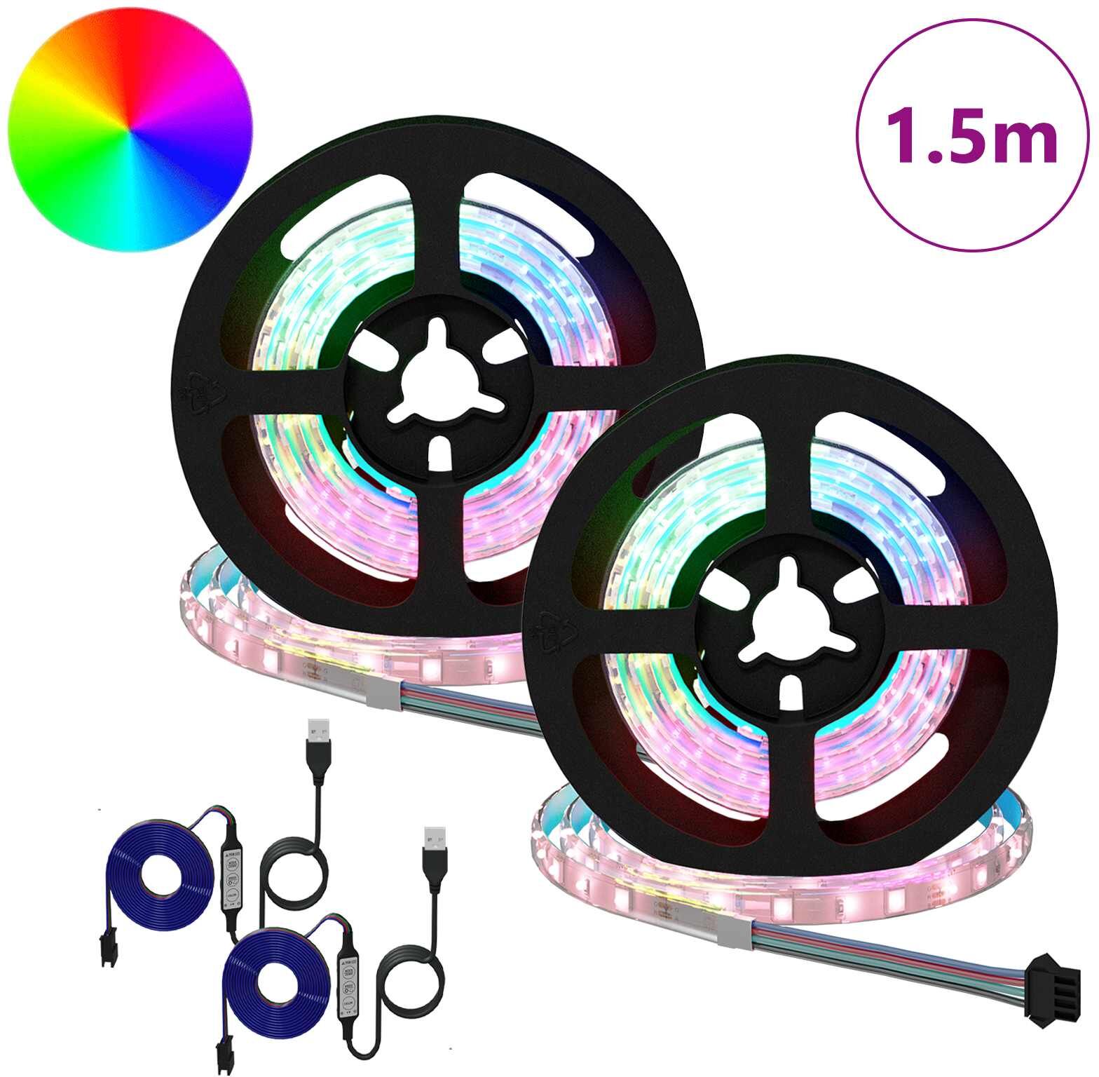 vidaXL Bande LED 2 pc Noir et Transparent Cuivre et plastique